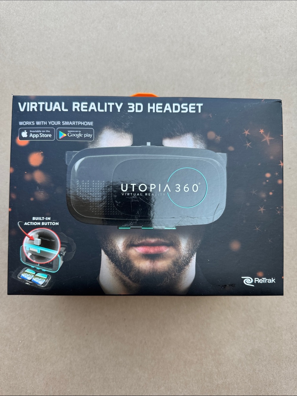 Utopia 360 Virtual Reality 3D Headset - Black